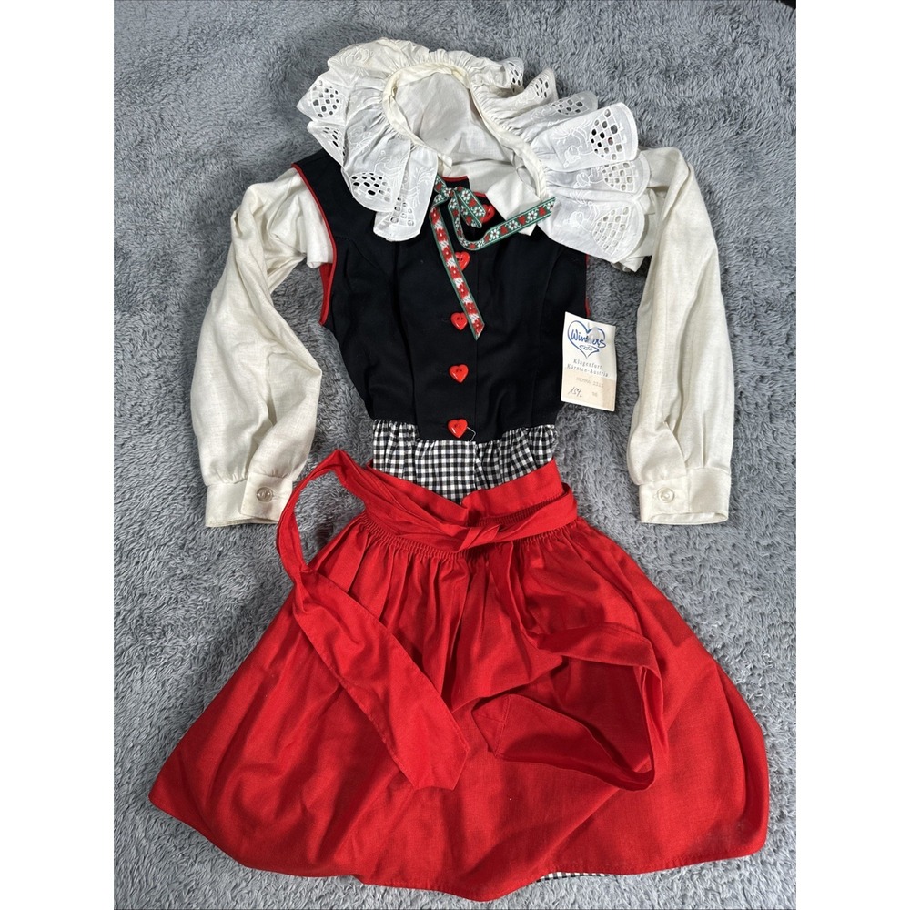 Vintage Handmade Smocked Dress White Farm Scene Girls Kids Dress SZ 3T Lace
